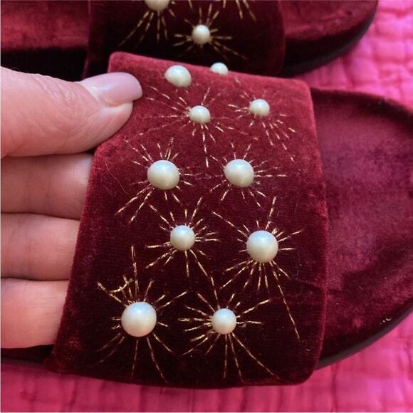 Aquazurra Burgundy  velvet Slide Sandals, US6,5 - Picture 3 of 7